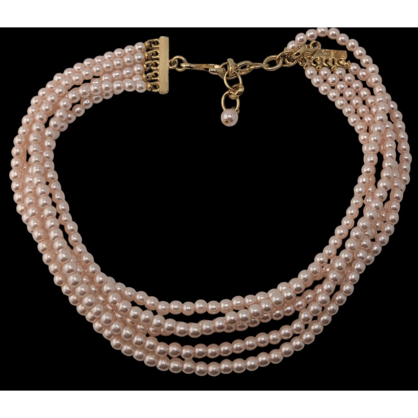 Coquette Layered Pink Faux Pearl Necklace Multi Strand Romantic Statement Jewelry