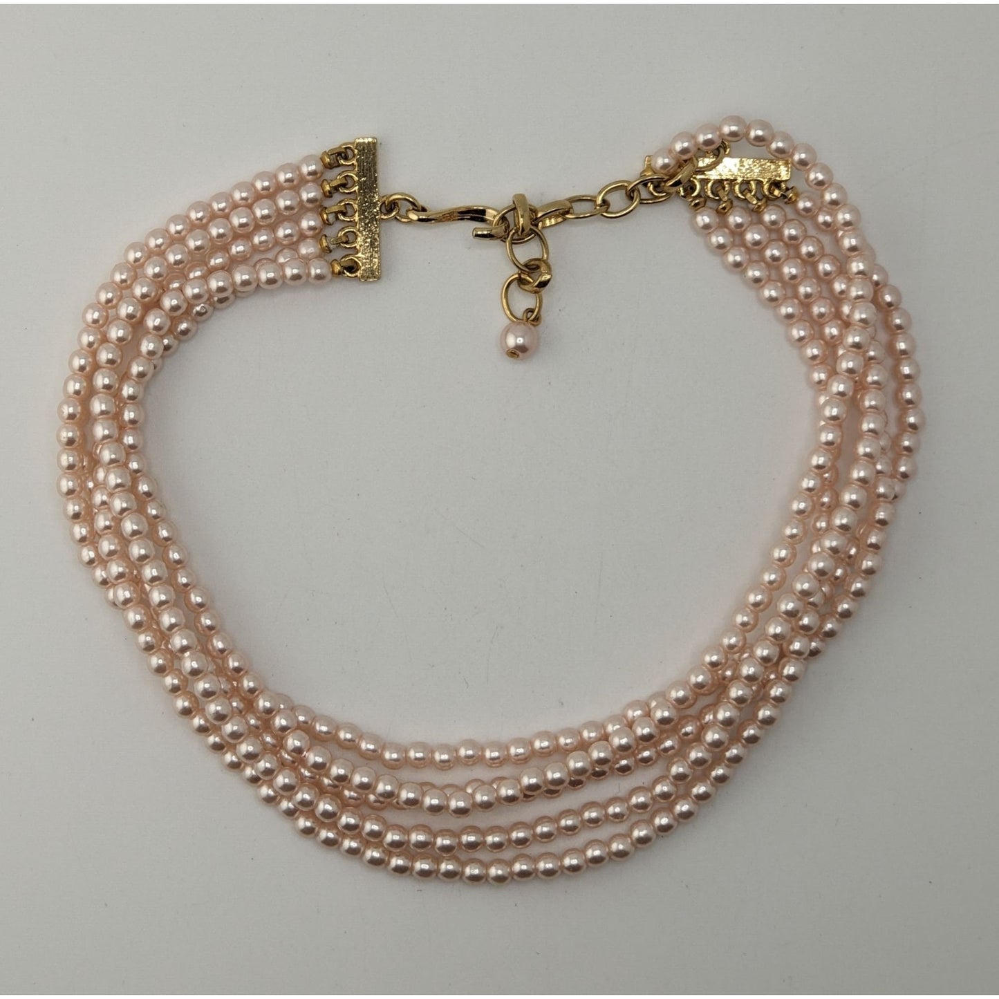 Coquette Layered Pink Faux Pearl Necklace Multi Strand Romantic Statement Jewelry