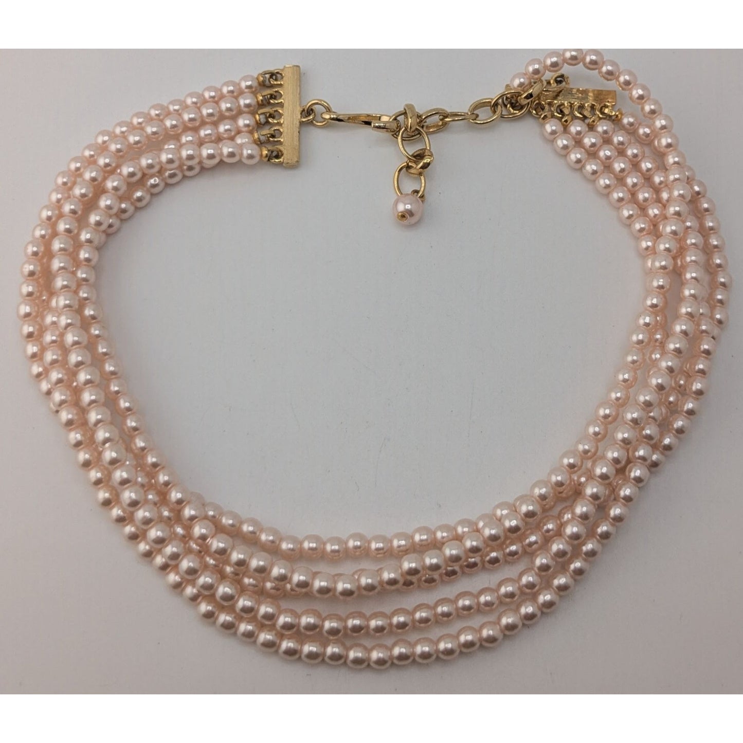 Coquette Layered Pink Faux Pearl Necklace Multi Strand Romantic Statement Jewelry