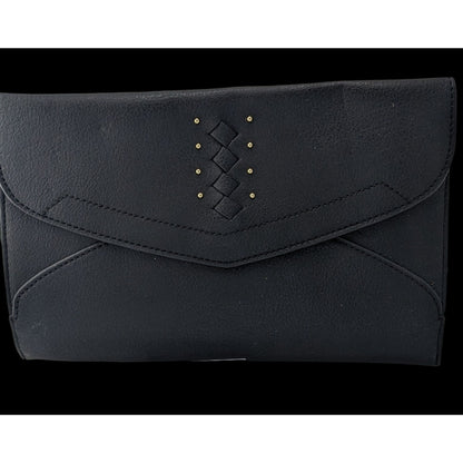 Danielle Nicole Black Envelope Clutch Purse With Woven Detail & Tassel Accents