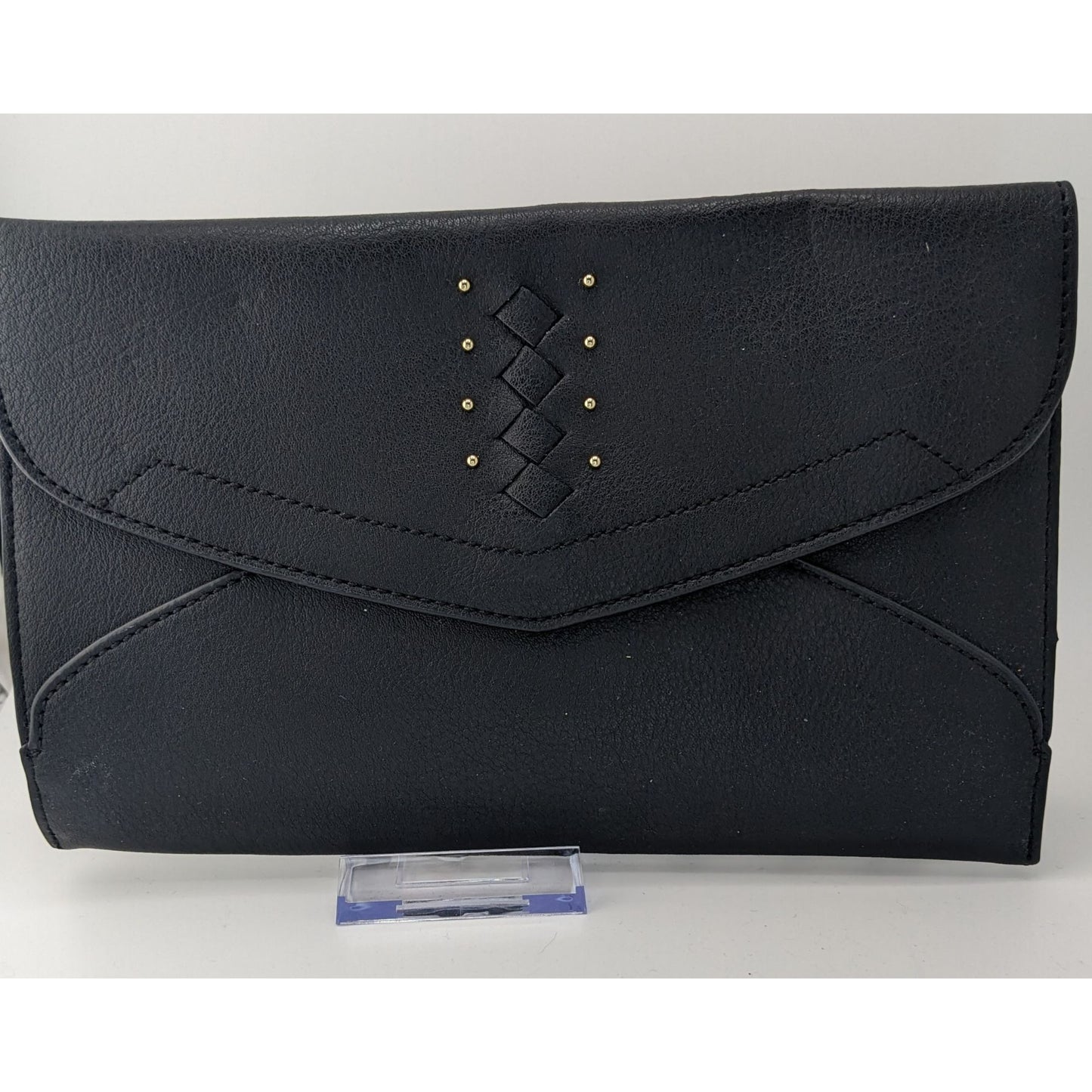 Danielle Nicole Black Envelope Clutch Purse With Woven Detail & Tassel Accents