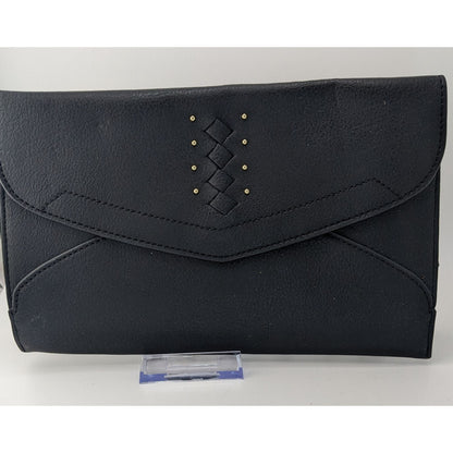 Danielle Nicole Black Envelope Clutch Purse With Woven Detail & Tassel Accents