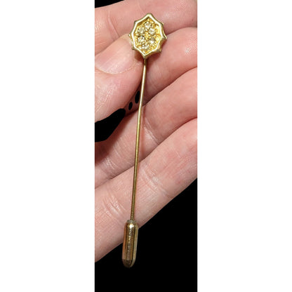 Vintage Gold Tone Rhinestone Accented Stick Pin