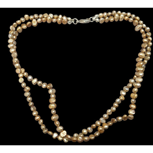 Vintage Elegant Layered Gold Tone Pearl Necklace