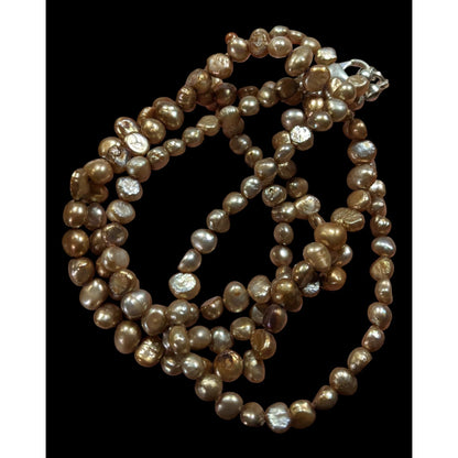 Vintage Elegant Layered Gold Tone Pearl Necklace