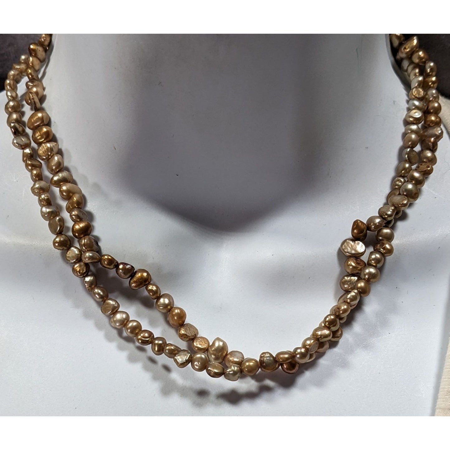Vintage Elegant Layered Gold Tone Pearl Necklace