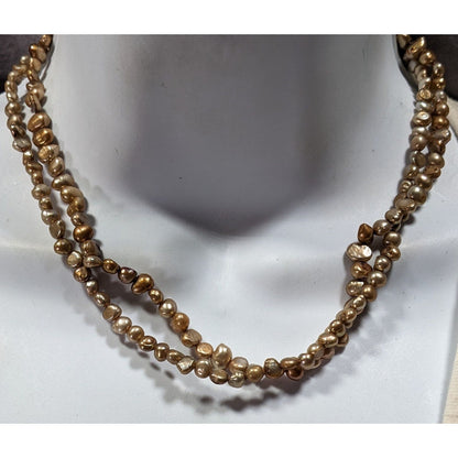 Vintage Elegant Layered Gold Tone Pearl Necklace