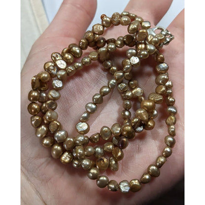 Vintage Elegant Layered Gold Tone Pearl Necklace