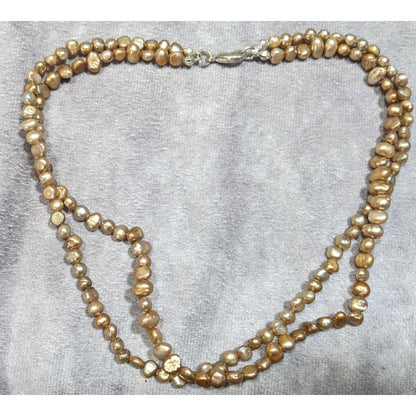Vintage Elegant Layered Gold Tone Pearl Necklace