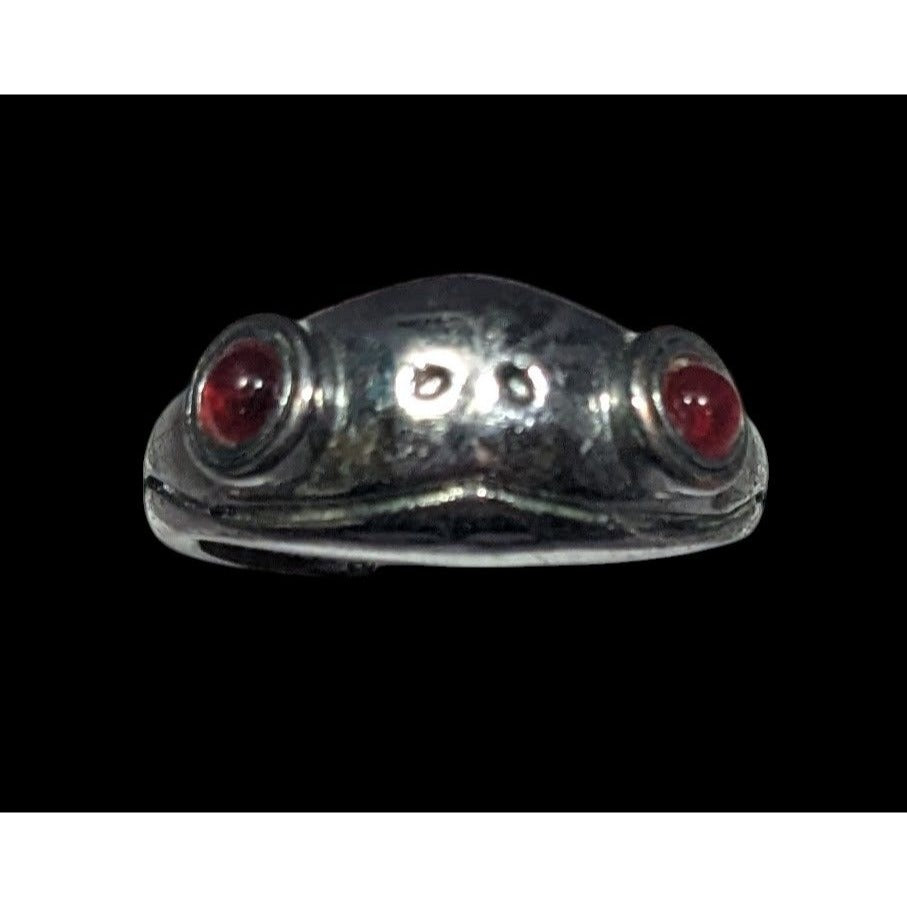 Quirky Fairycore Sterling Silver Red Eyed Frog Hug Adjustable Ring Size 5 1/2