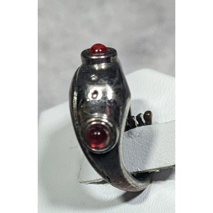 Quirky Fairycore Sterling Silver Red Eyed Frog Hug Adjustable Ring Size 5 1/2