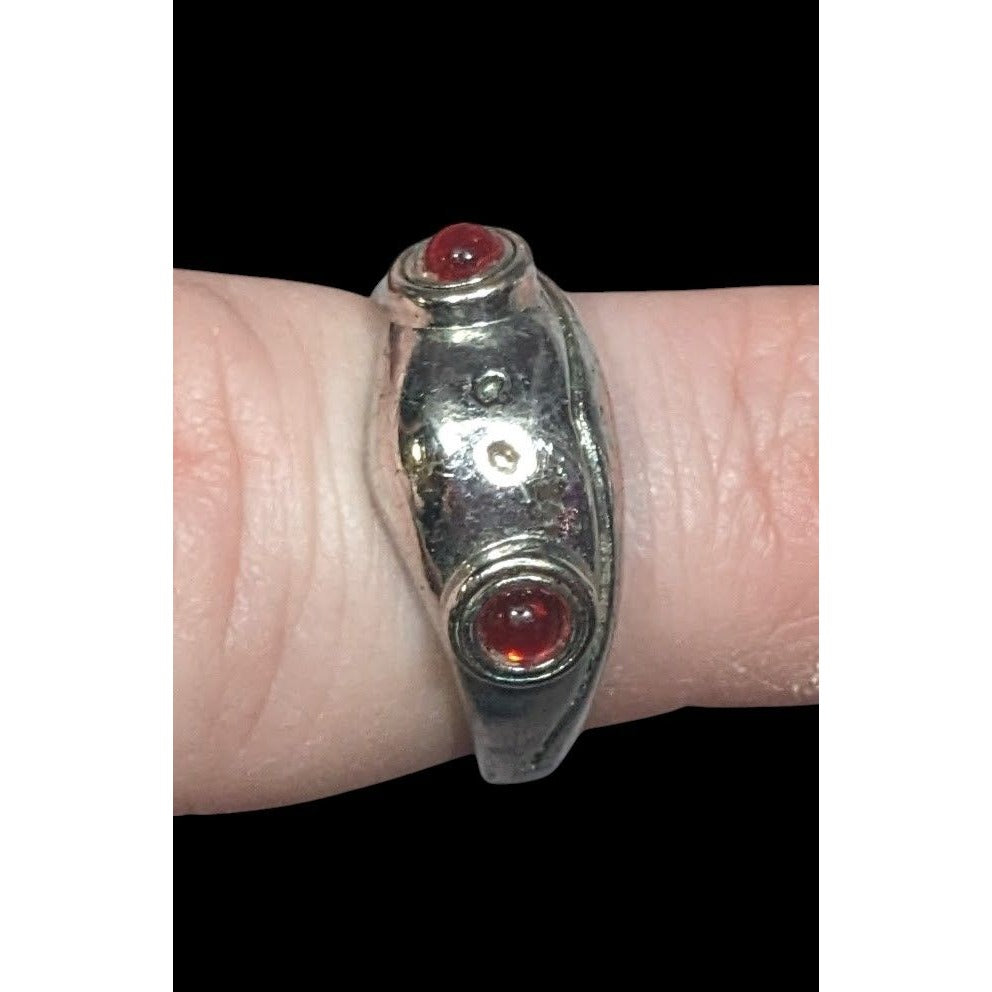 Quirky Fairycore Sterling Silver Red Eyed Frog Hug Adjustable Ring Size 5 1/2