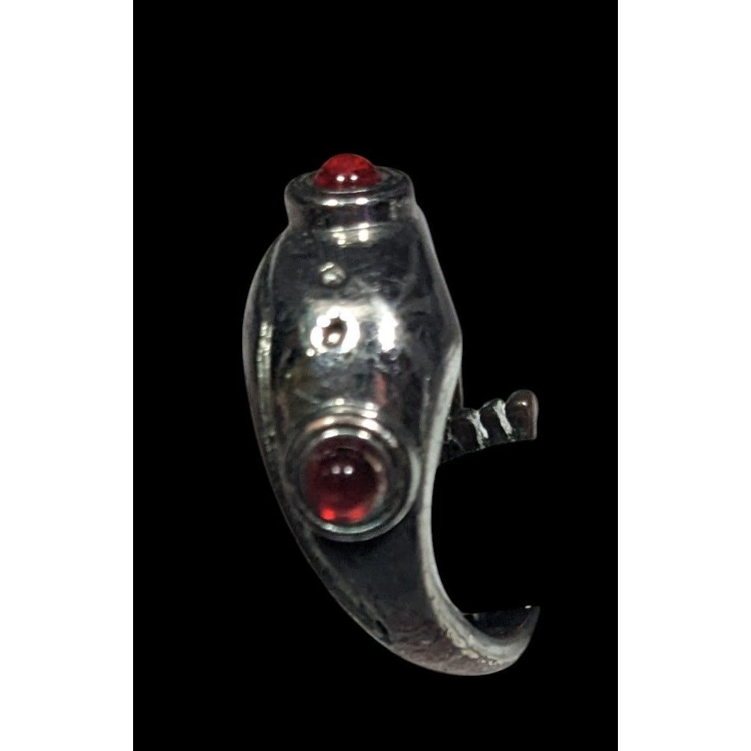 Quirky Fairycore Sterling Silver Red Eyed Frog Hug Adjustable Ring Size 5 1/2