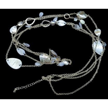 Mermaidcore Pastel Blue Shell And Silver Tone Chain Necklace
