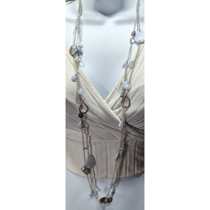 Mermaidcore Pastel Blue Shell And Silver Tone Chain Necklace