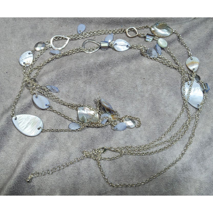 Mermaidcore Pastel Blue Shell And Silver Tone Chain Necklace