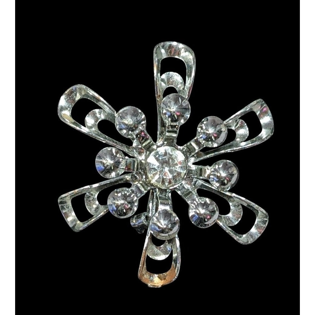 Vintage 60 Atomic Sunburst Snowflake Brooch