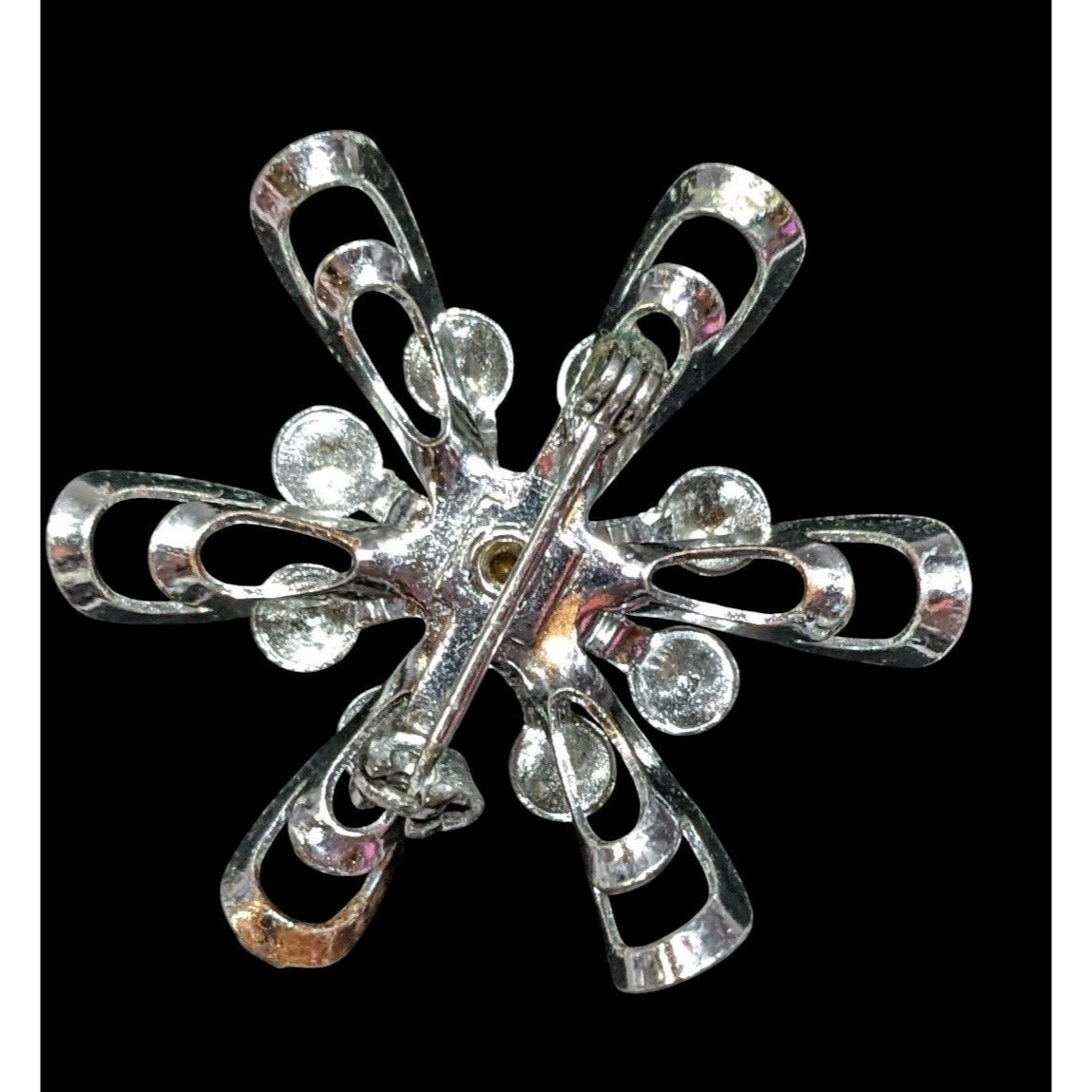Vintage 60 Atomic Sunburst Snowflake Brooch