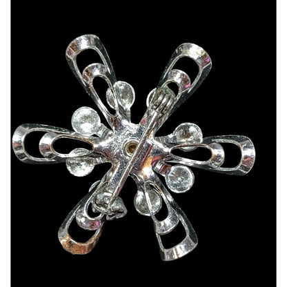 Vintage 60 Atomic Sunburst Snowflake Brooch
