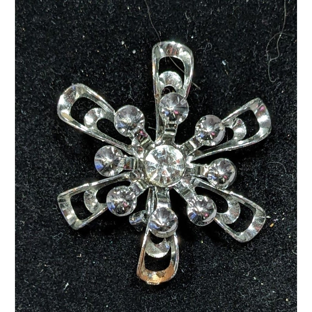 Vintage 60 Atomic Sunburst Snowflake Brooch