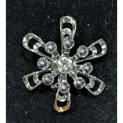 Vintage 60 Atomic Sunburst Snowflake Brooch