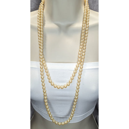 Vintage Glam 60-Inch Faux Pearl Necklace With Floral Box Clasp