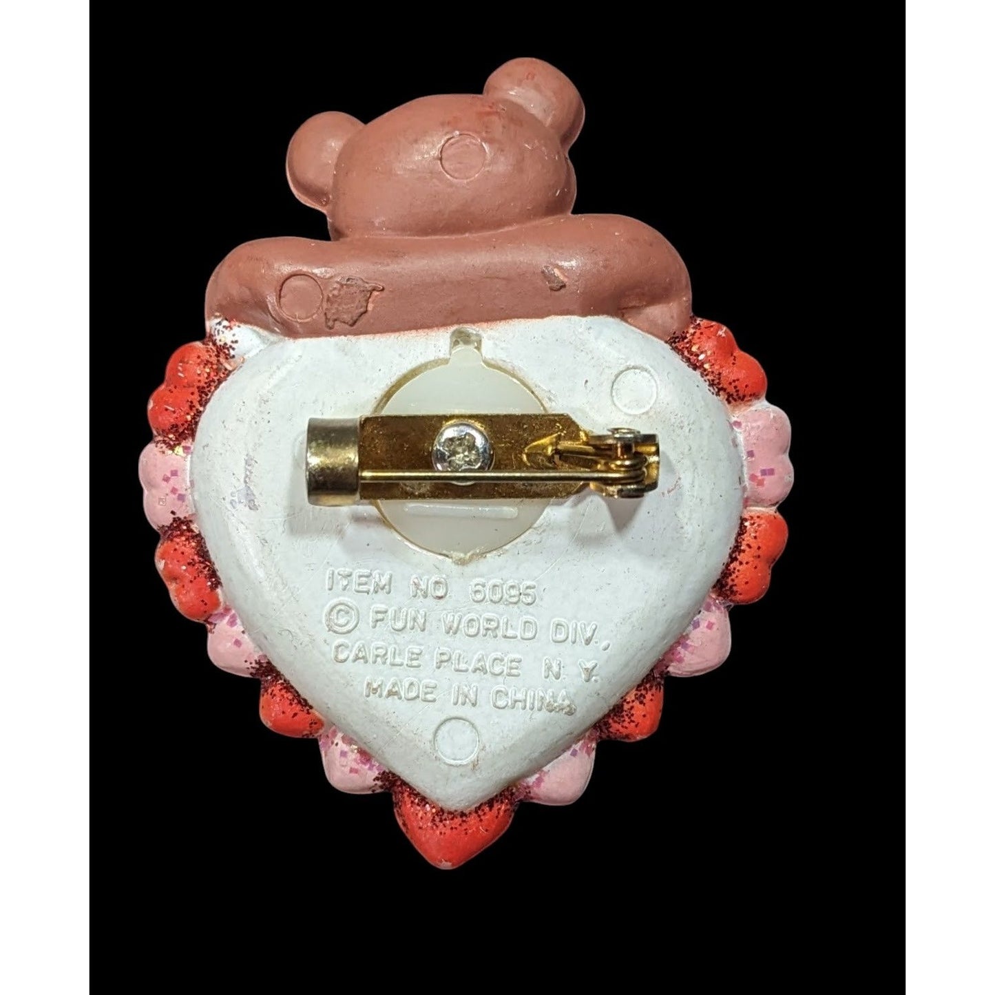 Vintage 80s Valentine Bear "Beary Huggable" Fun World Brooch