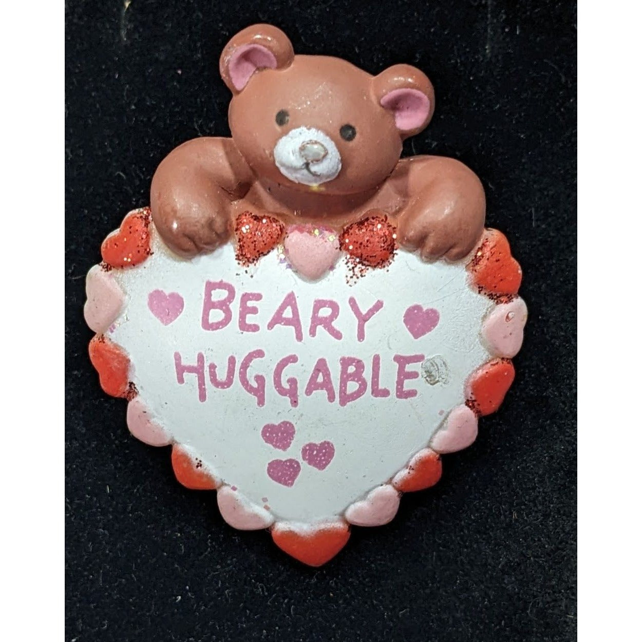 Vintage 80s Valentine Bear "Beary Huggable" Fun World Brooch