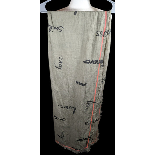 Codello Grey Love Print Scarf With Pink Contrast Stitching