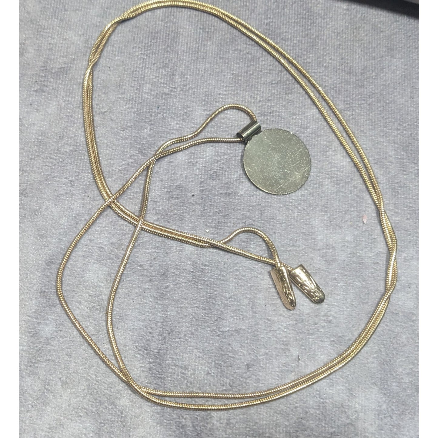 Snake Chain Wrap Necklace With Disc Pendant Gold Tone