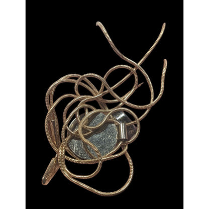 Snake Chain Wrap Necklace With Disc Pendant Gold Tone