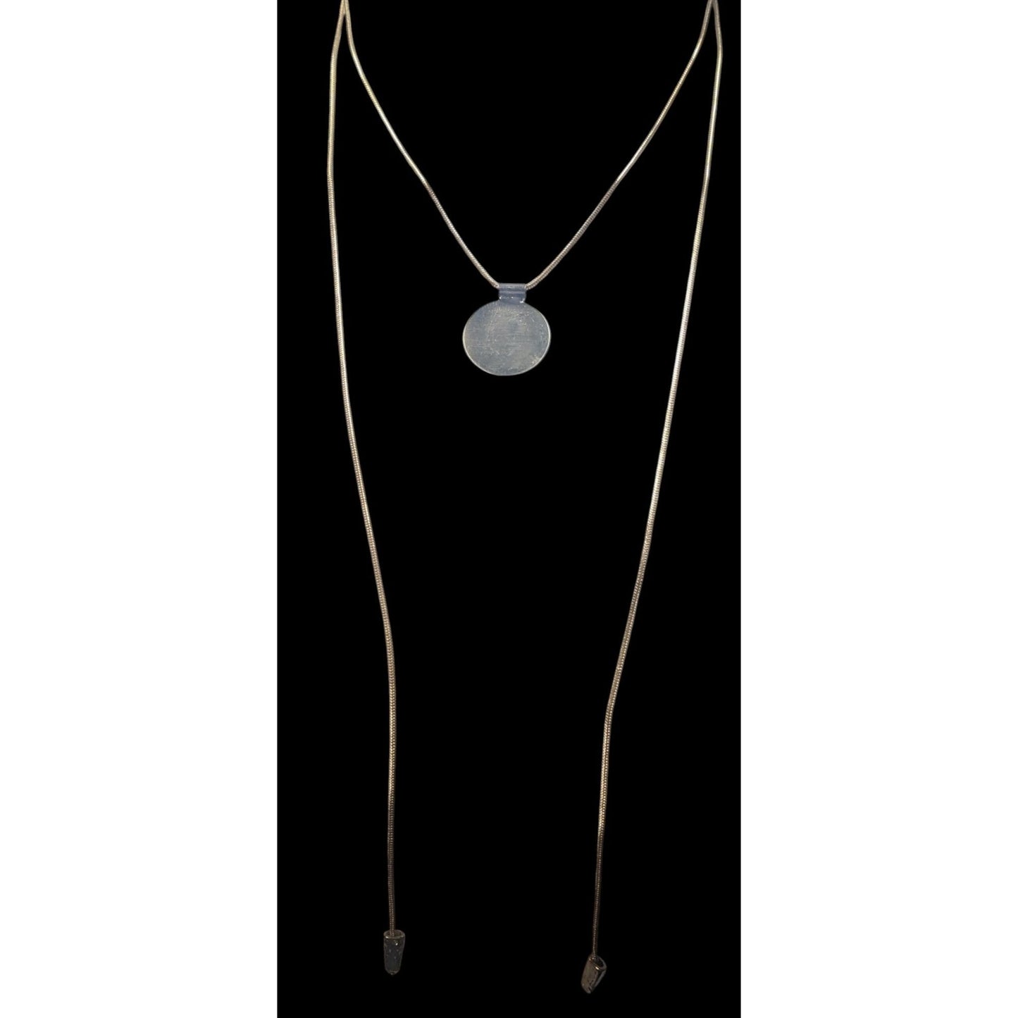 Snake Chain Wrap Necklace With Disc Pendant Gold Tone