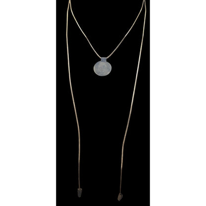 Snake Chain Wrap Necklace With Disc Pendant Gold Tone