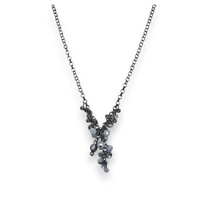 Simply Vera Vera Wang Glam Glass Silver Gray Cluster Necklace 18 Inch