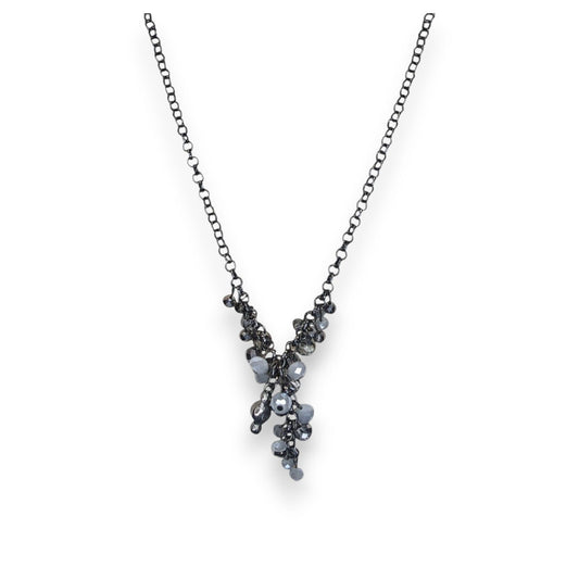 Simply Vera Vera Wang Glam Glass Silver Gray Cluster Necklace 18 Inch
