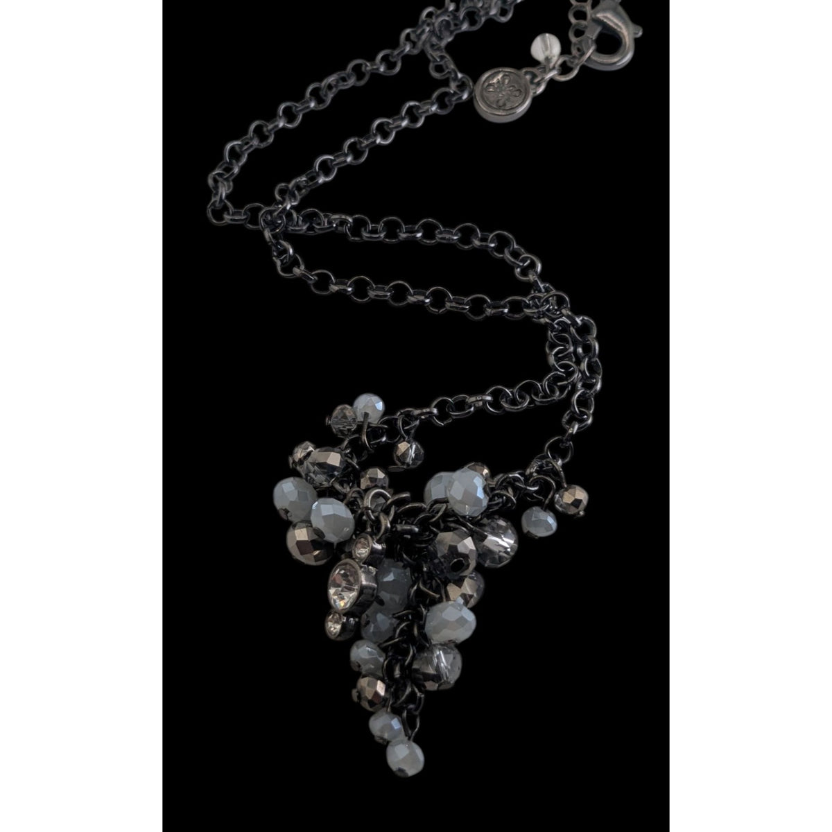 Simply Vera Vera Wang Glam Glass Silver Gray Cluster Necklace 18 Inch