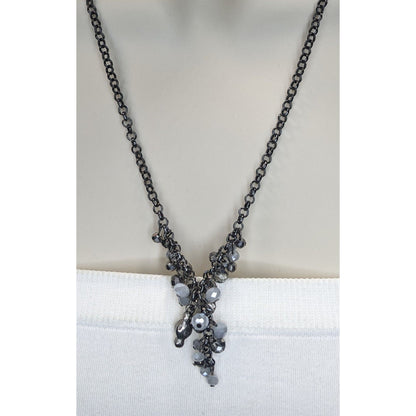 Simply Vera Vera Wang Glam Glass Silver Gray Cluster Necklace 18 Inch