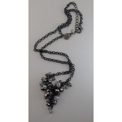 Simply Vera Vera Wang Glam Glass Silver Gray Cluster Necklace 18 Inch
