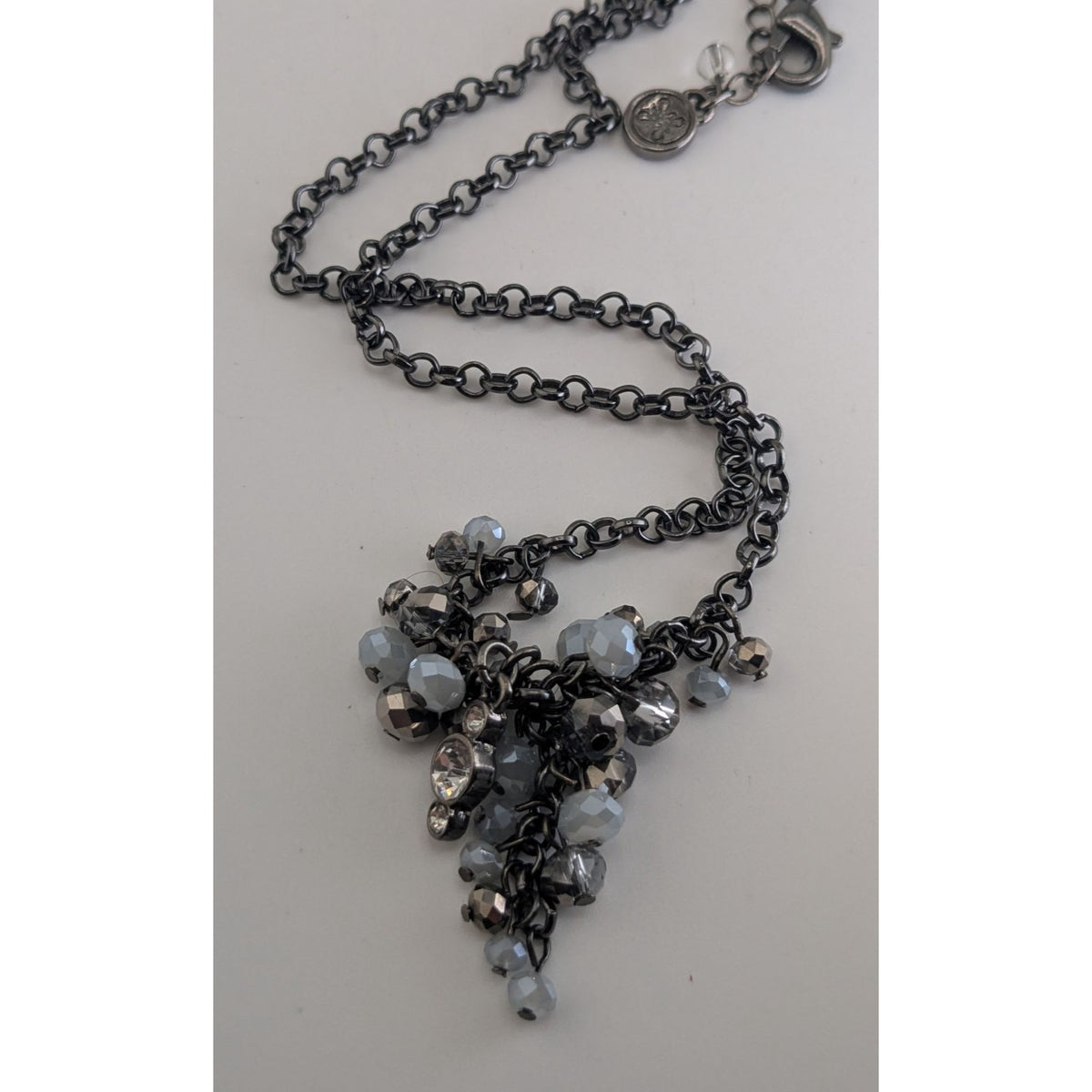 Simply Vera Vera Wang Glam Glass Silver Gray Cluster Necklace 18 Inch