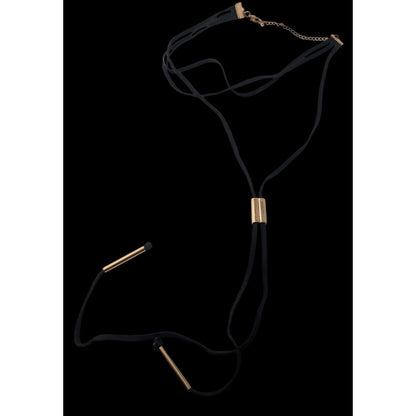 Boho Layered Choker Lariat Necklace Black Cord Gold Tone Y2K Festival Jewelry