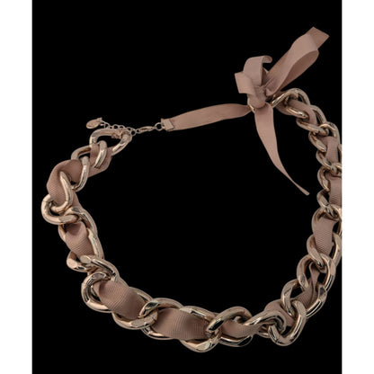 Y2K Icing Ribbon & Chain Rose Gold Tone Statement Necklace