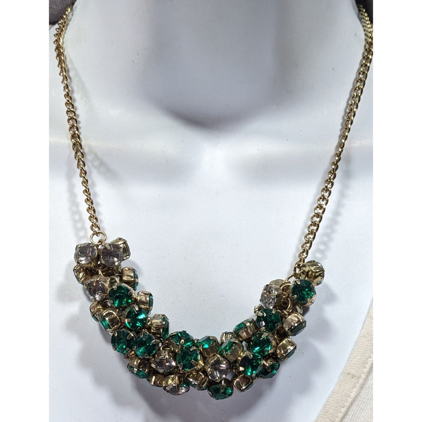 Simply Vera Vera Wang Gold Tone And Green Gemmed Cluster Necklace