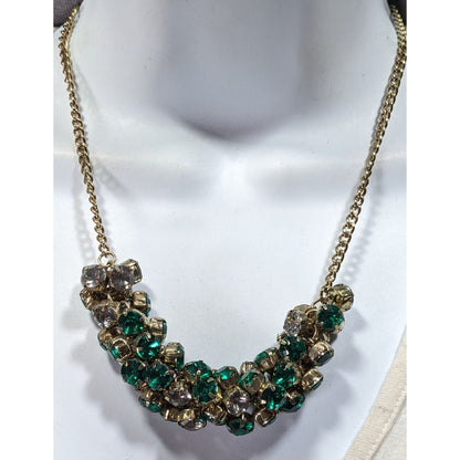 Simply Vera Vera Wang Gold Tone And Green Gemmed Cluster Necklace
