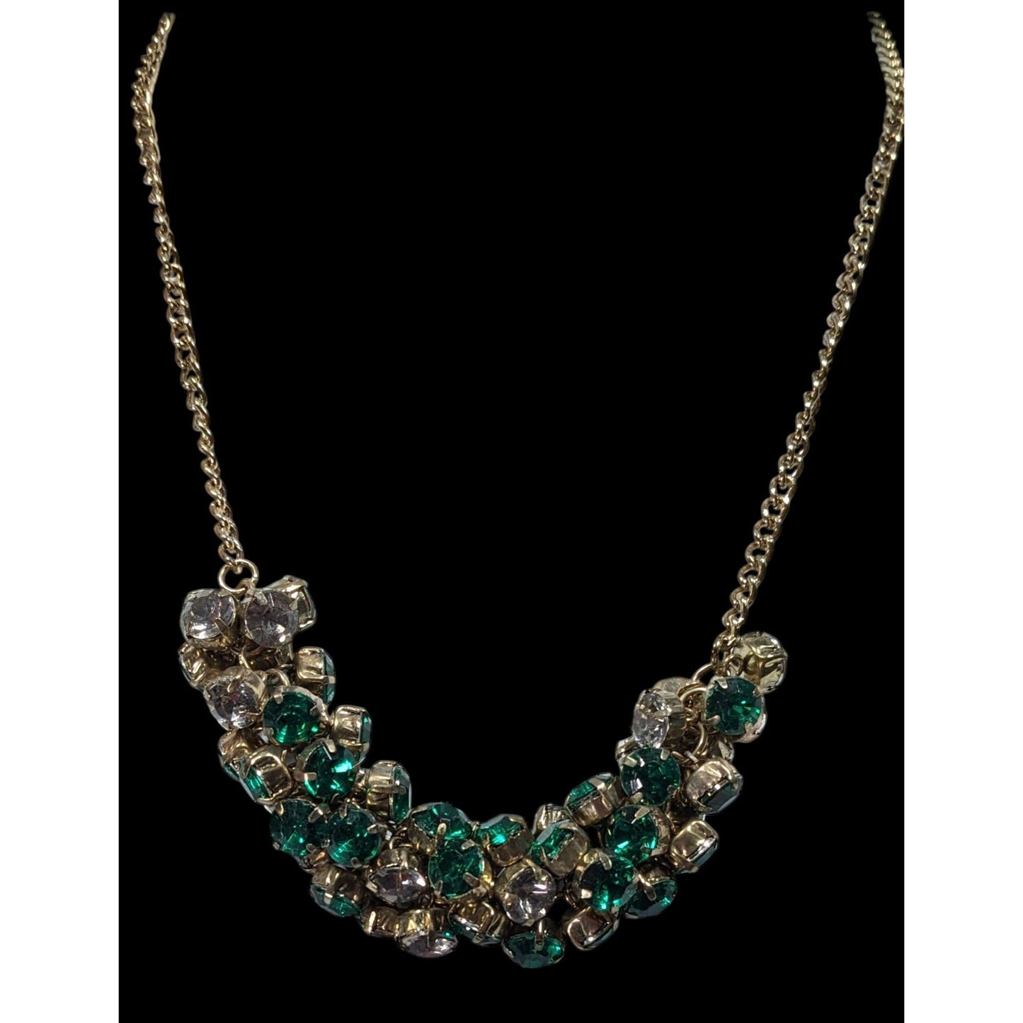 Simply Vera Vera Wang Gold Tone And Green Gemmed Cluster Necklace