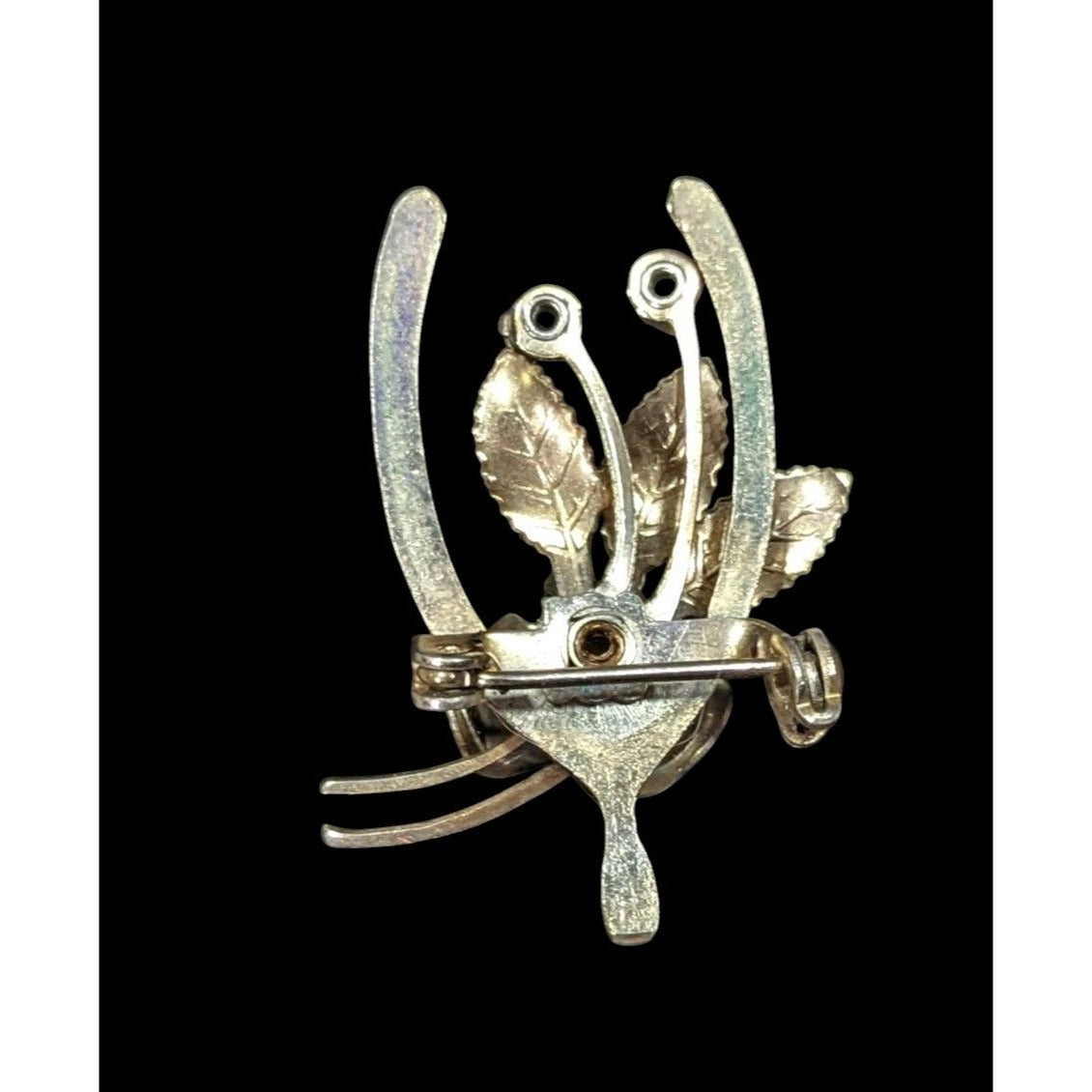 Vintage Floral Wishbone Silver And Gold Tone Brooch