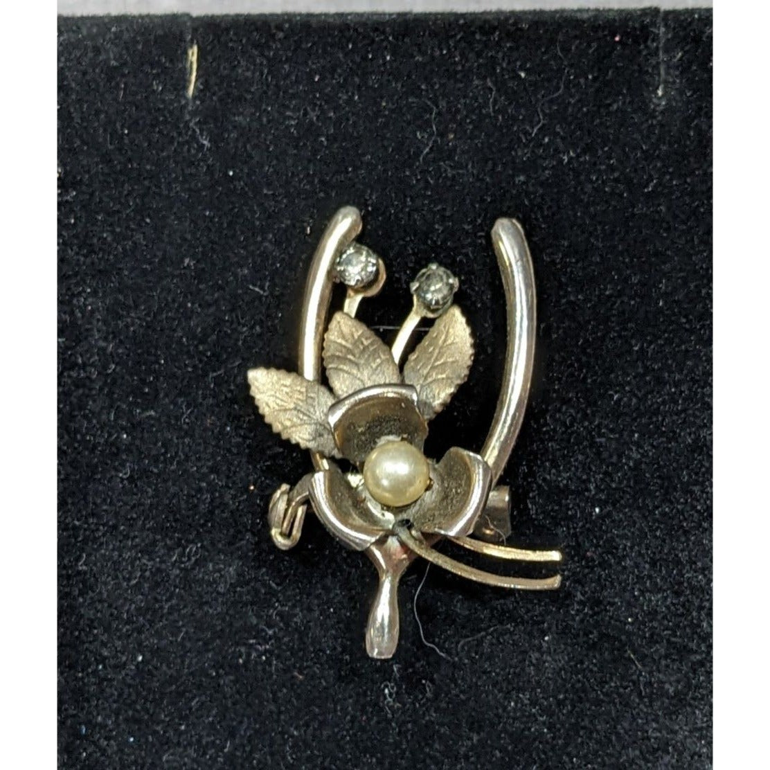 Vintage Floral Wishbone Silver And Gold Tone Brooch