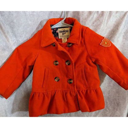 OshKosh BGosh Toddler Girls Red Double-Breasted Peacoat Jacket