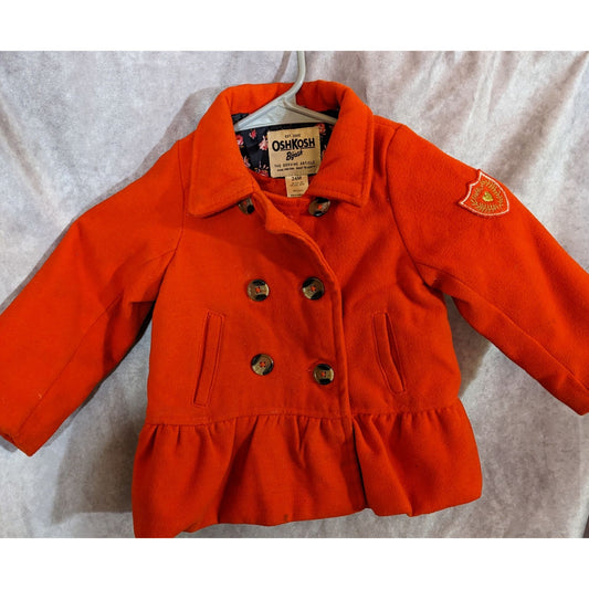OshKosh BGosh Toddler Girls Red Double-Breasted Peacoat Jacket