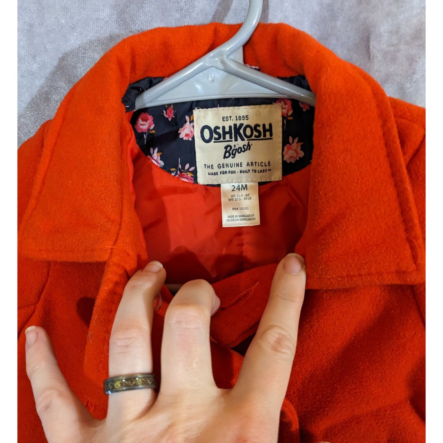 OshKosh BGosh Toddler Girls Red Double-Breasted Peacoat Jacket