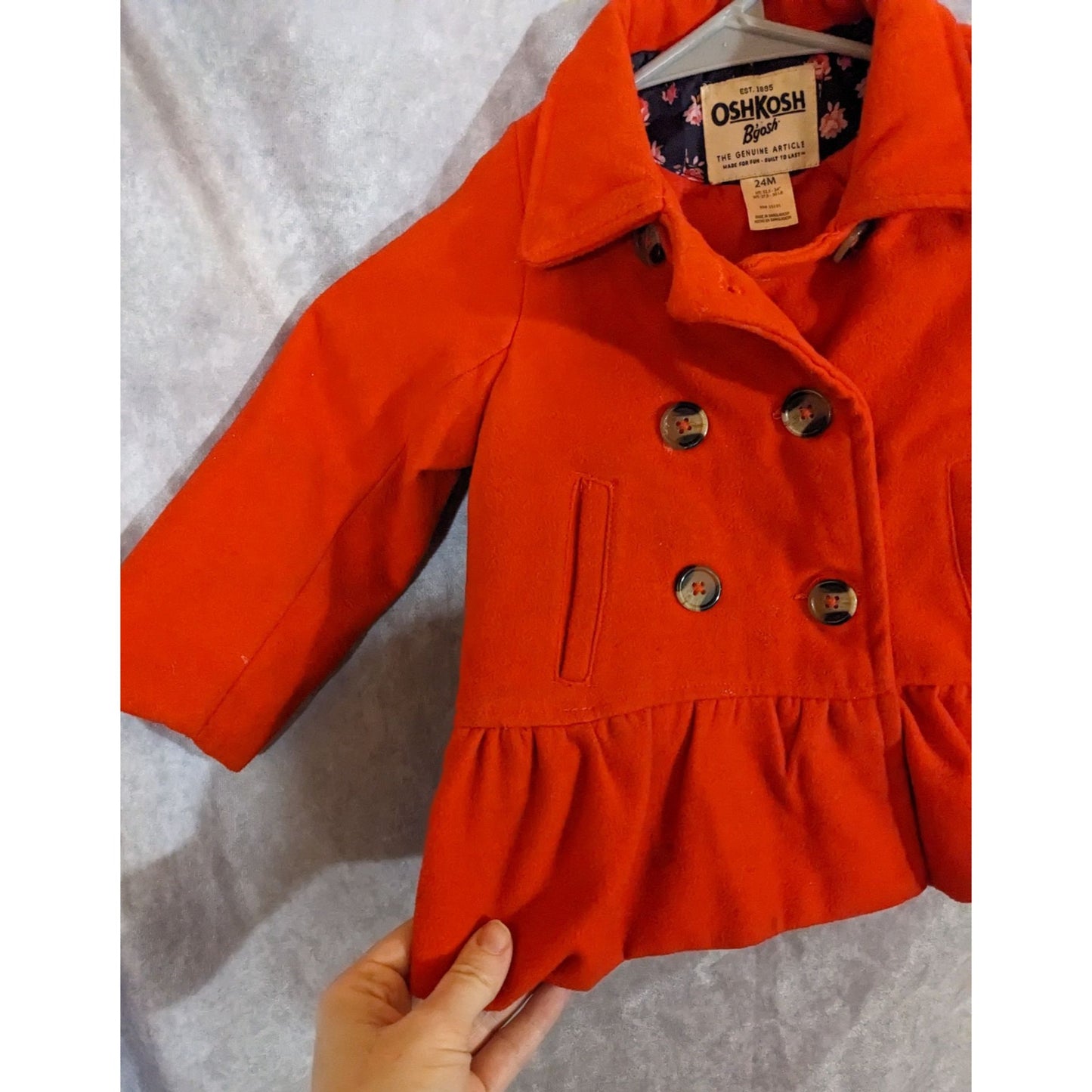 OshKosh BGosh Toddler Girls Red Double-Breasted Peacoat Jacket